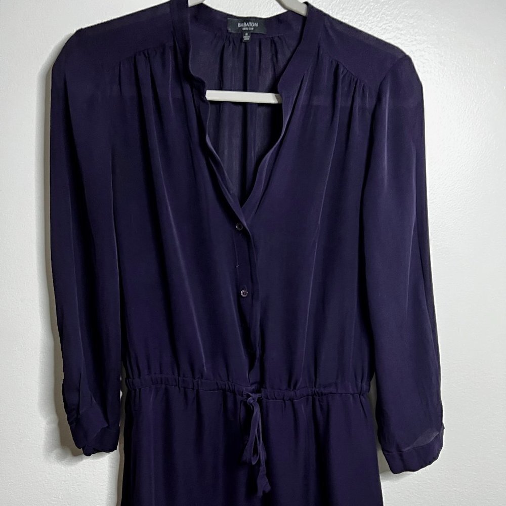 Aritzia Babaton Bennett Navy 100% Silk Dress Size M - Picture 3 of 7